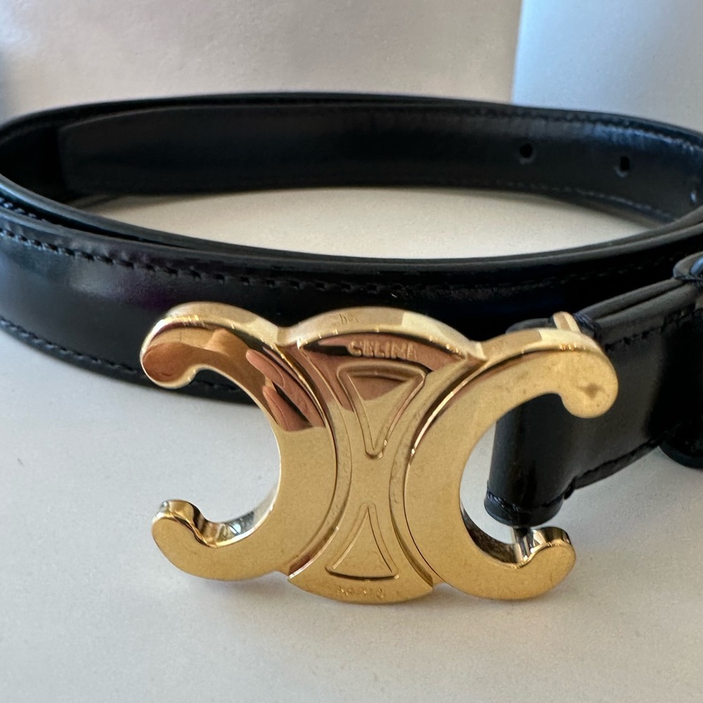 CELINE SMALL TRIOMPHE BELT IN TAURILLON LEATHER - Picture 3 of 13